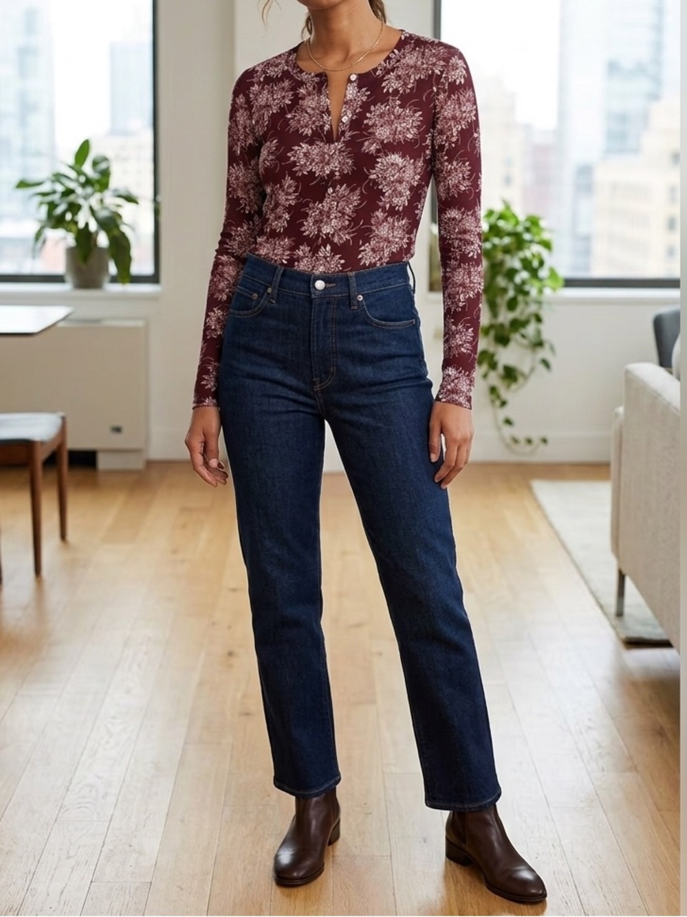 NWT J.Crew Floral Print ButtonFront Long Sleeve Cardigan Knit Sweater Burgundy❤️